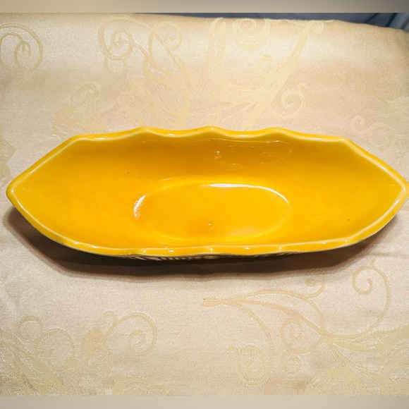 Vintage Yellow Wide Ceramic, McCOY Pottery,  Planter Vase 11" x 3.5" - Picture 2 of 8
